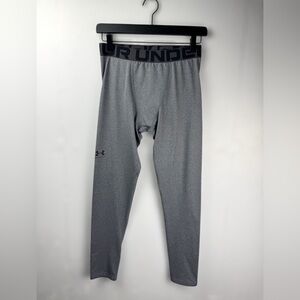 Under Armour Youth Boys Gray Black ColdGear Baselayer Compression Leggings Large